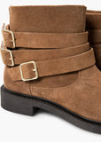 Buckled suede ankle boot