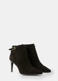 Buckle suede ankle boots